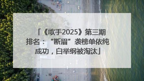 《歌手2025》第三期排名：“断眉”袭榜单依纯成功，白举纲被淘汰