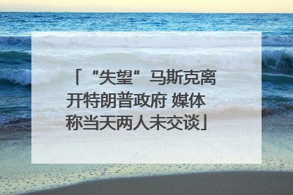 “失望”马斯克离开特朗普政府 媒体称当天两人未交谈