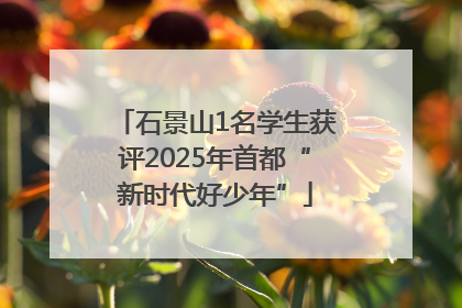 石景山1名学生获评2025年首都“新时代好少年”
