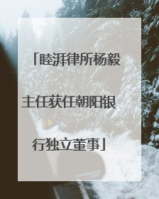 睦湃律所杨毅主任获任朝阳银行独立董事