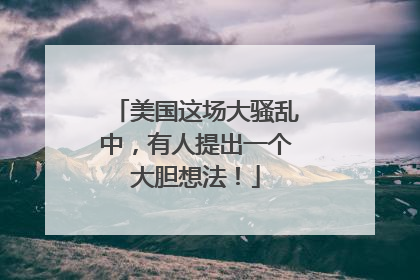 美国这场大骚乱中，有人提出一个大胆想法！