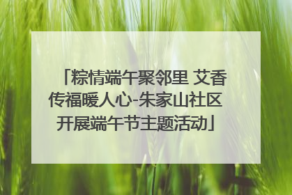 粽情端午聚邻里 艾香传福暖人心-朱家山社区开展端午节主题活动