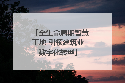 全生命周期智慧工地 引领建筑业数字化转型