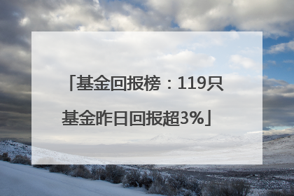 基金回报榜：119只基金昨日回报超3%