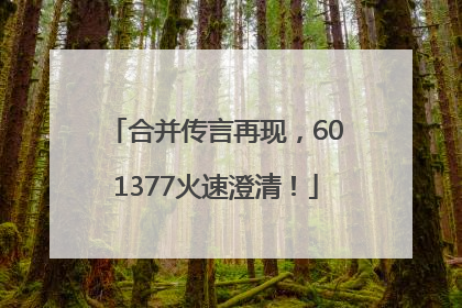 合并传言再现，601377火速澄清！