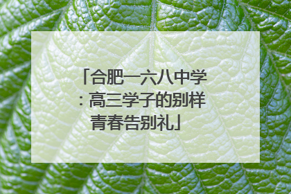 合肥一六八中学：高三学子的别样青春告别礼