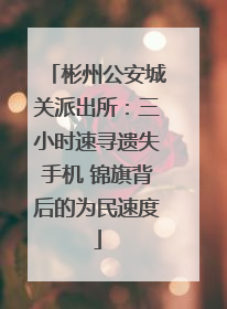 彬州公安城关派出所：三小时速寻遗失手机 锦旗背后的为民速度