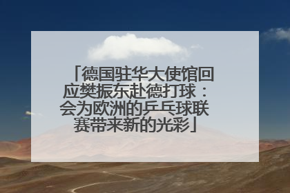 德国驻华大使馆回应樊振东赴德打球：会为欧洲的乒乓球联赛带来新的光彩
