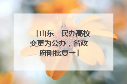 山东一民办高校变更为公办，省政府刚批复→