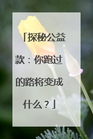 探秘公益款：你跑过的路将变成什么？