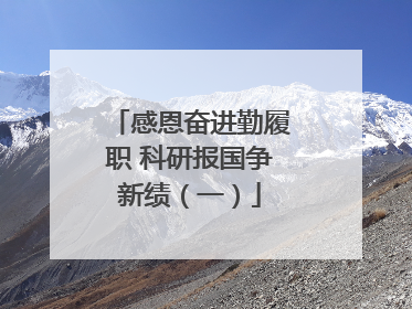 感恩奋进勤履职 科研报国争新绩（一）