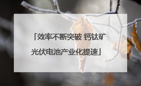 效率不断突破 钙钛矿光伏电池产业化提速