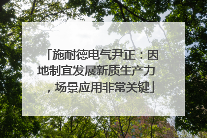 施耐德电气尹正：因地制宜发展新质生产力，场景应用非常关键