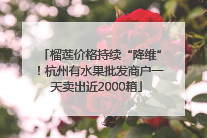 榴莲价格持续“降维”！杭州有水果批发商户一天卖出近2000箱