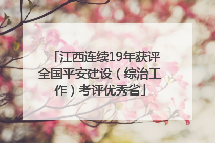江西连续19年获评全国平安建设（综治工作）考评优秀省