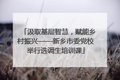 汲取基层智慧，赋能乡村振兴——新乡市委党校举行选调生培训课