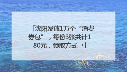 沈阳发放1万个“消费券包”，每份3张共计180元，领取方式→