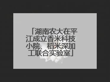 湖南农大在平江成立香米科技小院、稻米深加工联合实验室