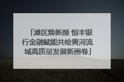 滩区焕新颜 恒丰银行金融赋能共绘黄河流域高质量发展新画卷
