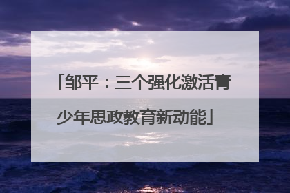 邹平：三个强化激活青少年思政教育新动能