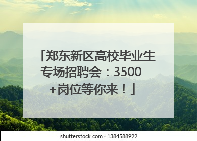 郑东新区高校毕业生专场招聘会：3500+岗位等你来！