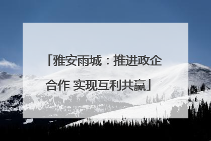 雅安雨城：推进政企合作 实现互利共赢