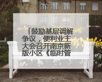 鼓励基层调解争议，便利业主大会召开南京新版小区《临时管理规约》征求意见