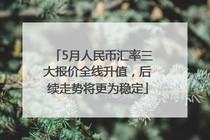 5月人民币汇率三大报价全线升值，后续走势将更为稳定